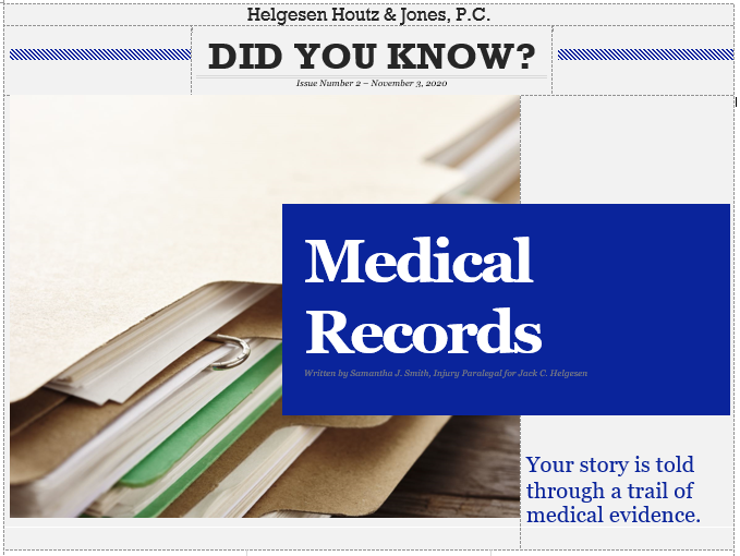 folder of medical records in personal injury case